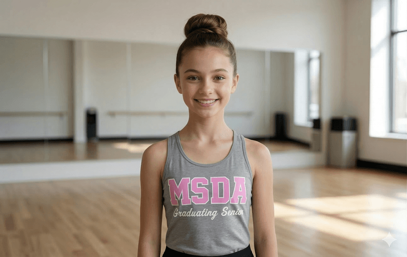 Dancer wearing MSDA Graduating Senior Tank