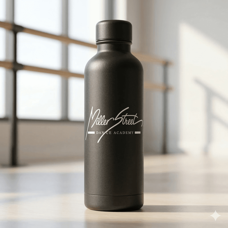 MSDA Metal Water Bottle in charcoal — studio product shot